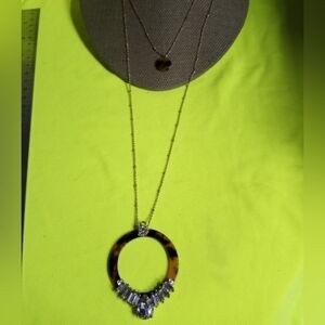 Goldtone tortoise Shell pattern Crystal necklace Natasha